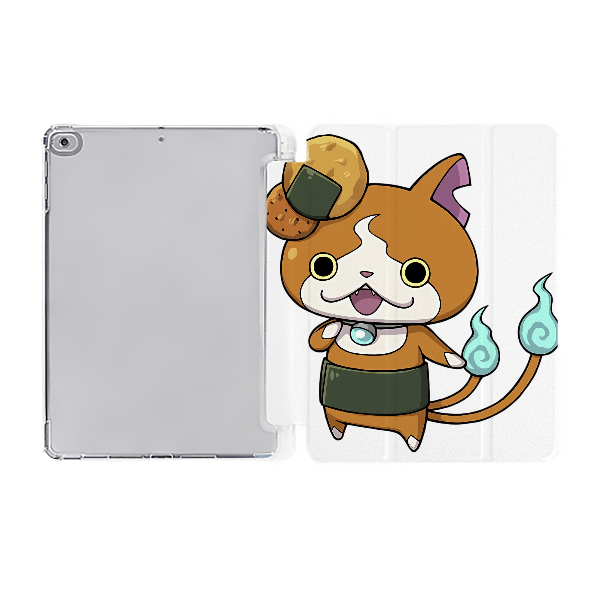 （画像用） 妖怪ウォッチ Yo-kai Watch IPad ケース ペン収納付き 三つ折りスタンド PUレザー×シリコン 対応機種9.5/10.5/10.9インチ